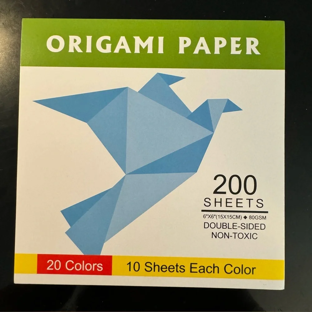 200 sheets of origami paper in 20 vibrant colors plus storage box